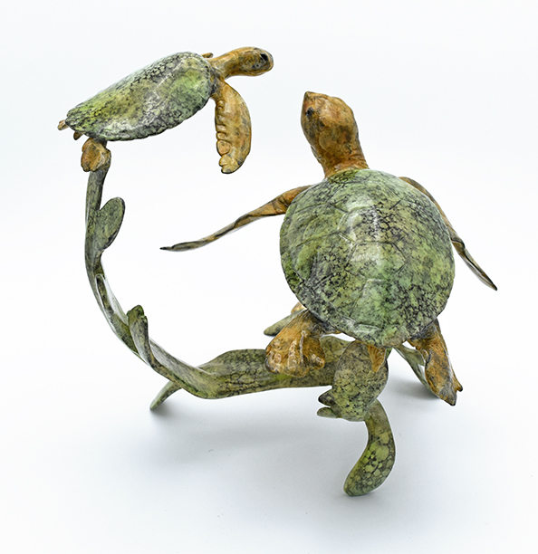 Signed, limited edition bronze sea turtles sculpture