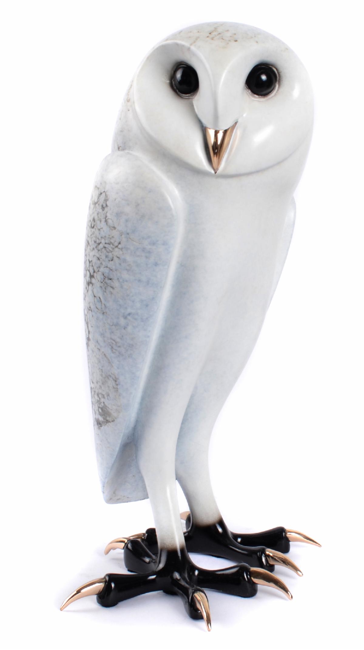 Signed, limited edition bronze barn owl sculpture