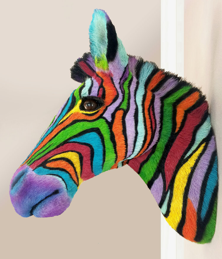 Sisal Fiber Zebra Head Wall Sculpture