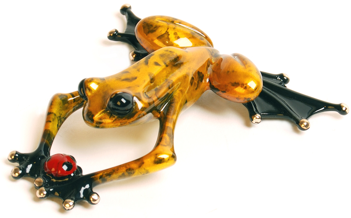 Signed, limited edition bronze frog with ladybug sculpture by Tim FROGMAN Cotterill