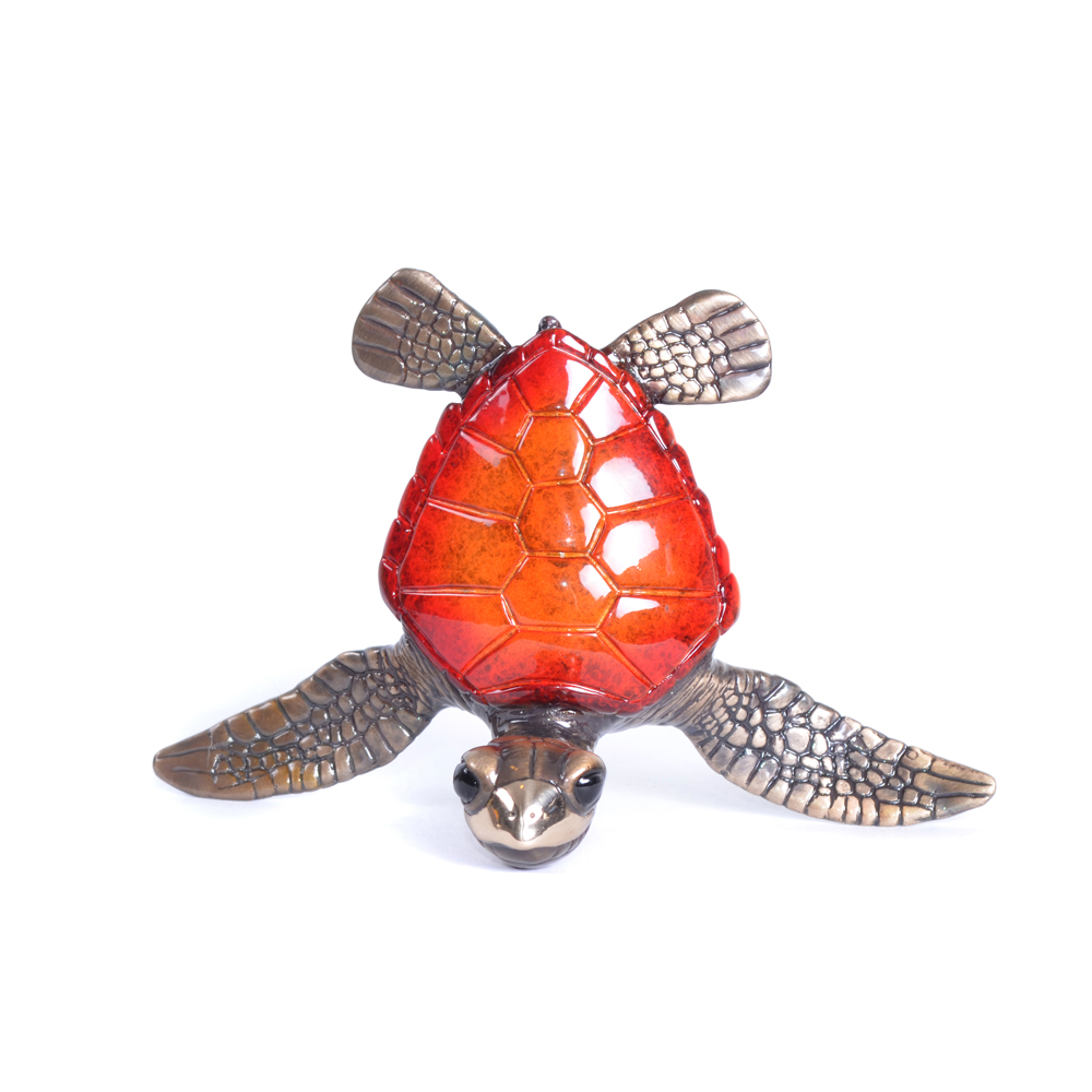 Signed, limited edition bronze turtle sculpture