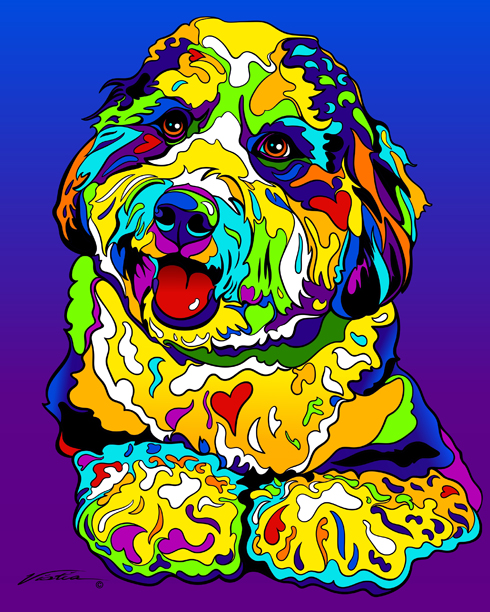Bernedoodle Print on Metal by Michael Vistia