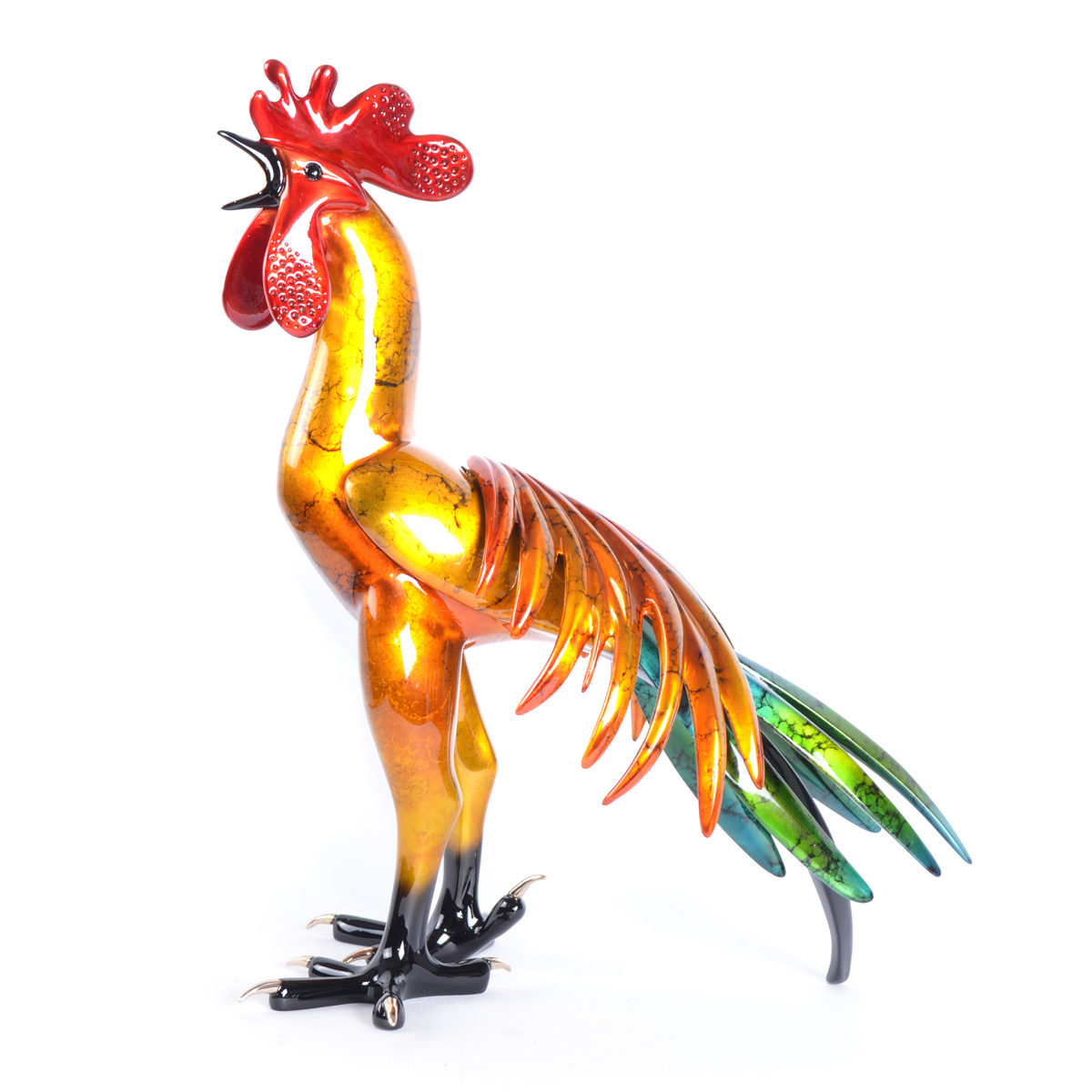 Signed, limited edition bronze rooster sculpture