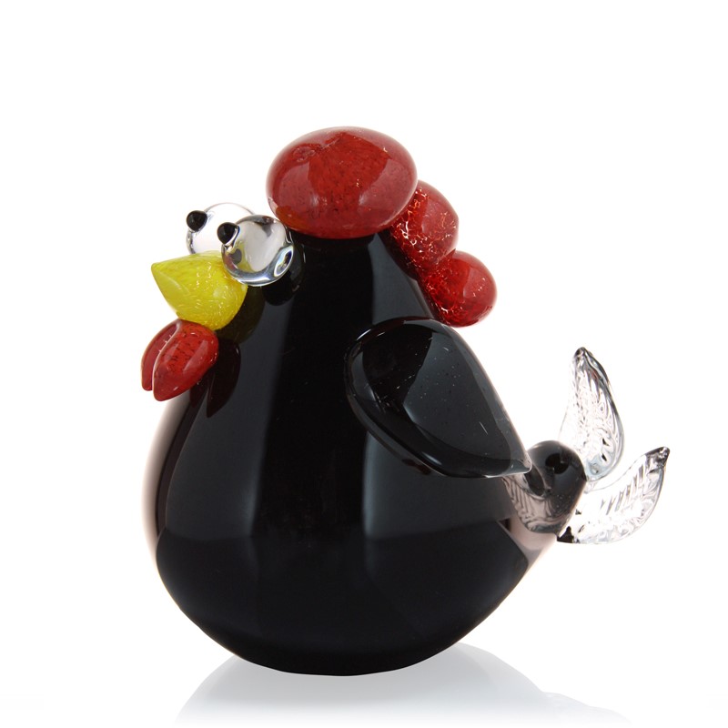 Handblown glass chicken sculpture