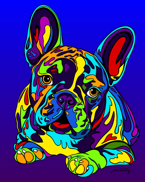 French Bulldog print on metal