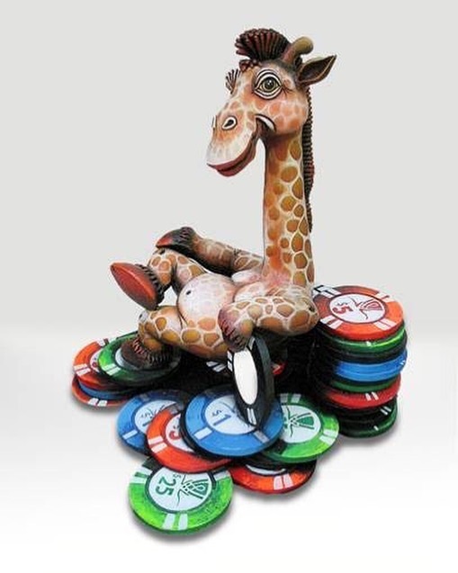 Signed, limited edition mixed media giraffe sculpture by Carlos & Albert