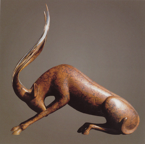 Signed, limited edition bronze gazelle sculpture