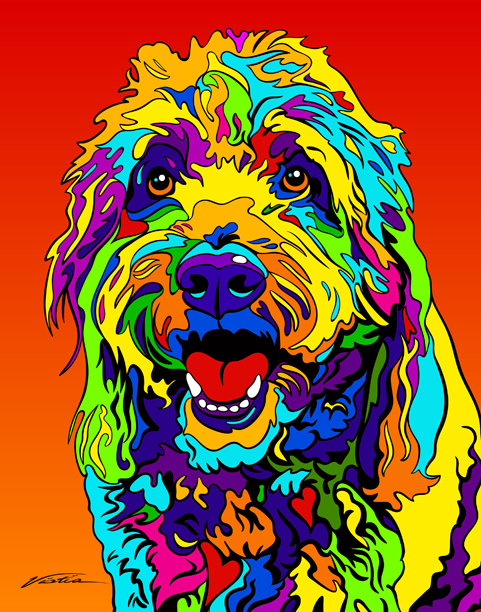 Goldendoodle, print on metal