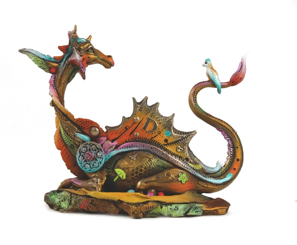 Signed, limited edition bronze dragon sculpture