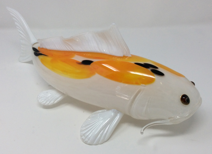 Handblown glass koi fish sculpture by Michael Hopko
