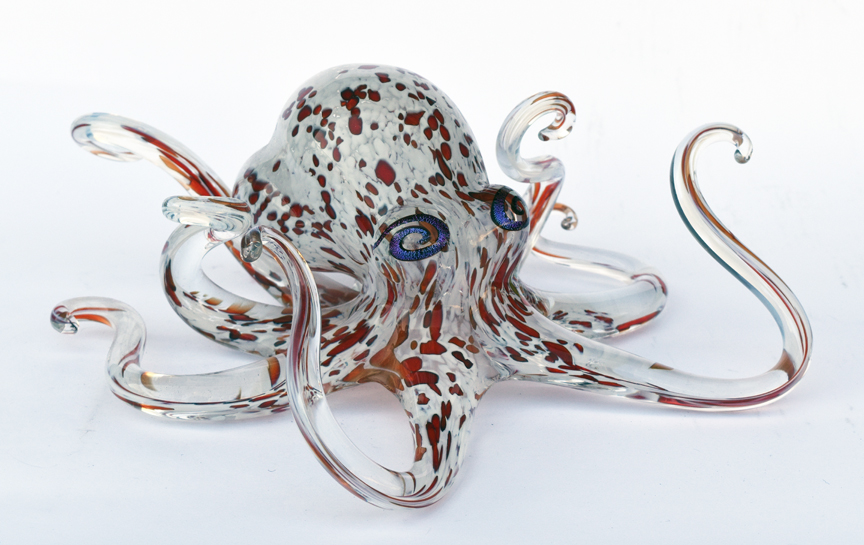 Handblown glass octopus sculpture