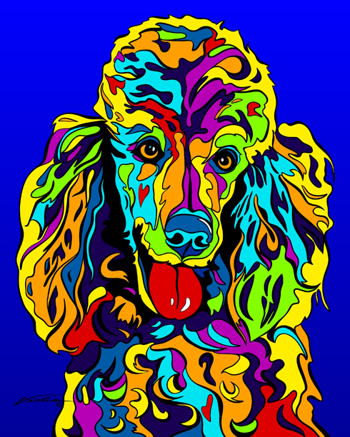 Poodle Standard print on metal