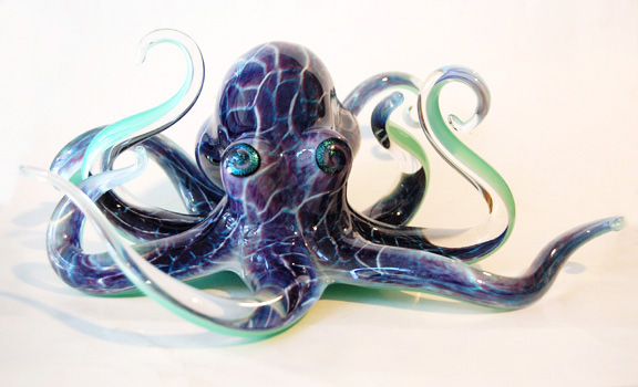 Handblown glass octopus sculpture