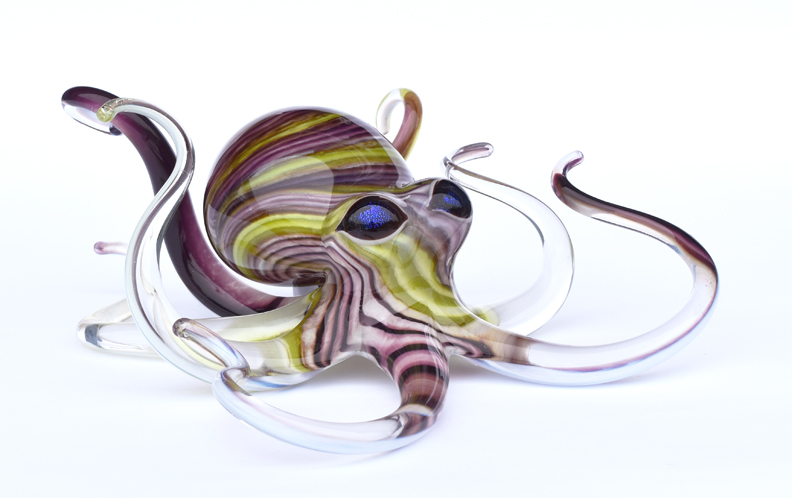 Handblown glass octopus sculpture