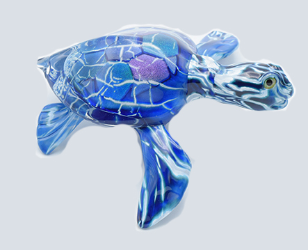 Handblown glass sea turtle by Michael Hopko