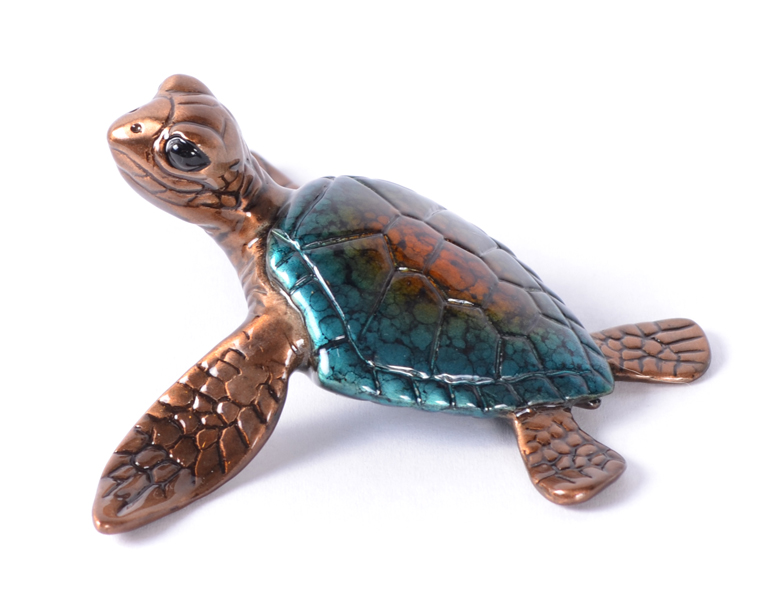 Signed, limited edition bronze turtle sculpture