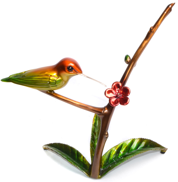 Signed, limited edition bronze hummingbird sculpture by Jose Munoz