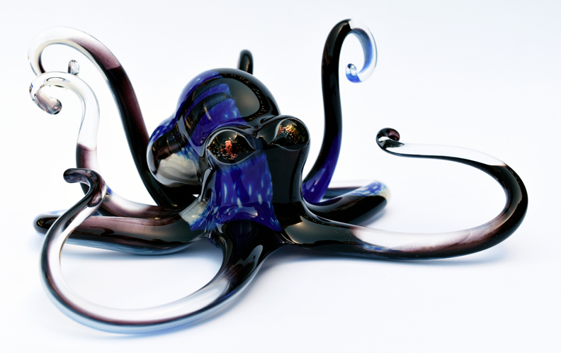 Blue Tang Handblown Glass Octopus Sculpture