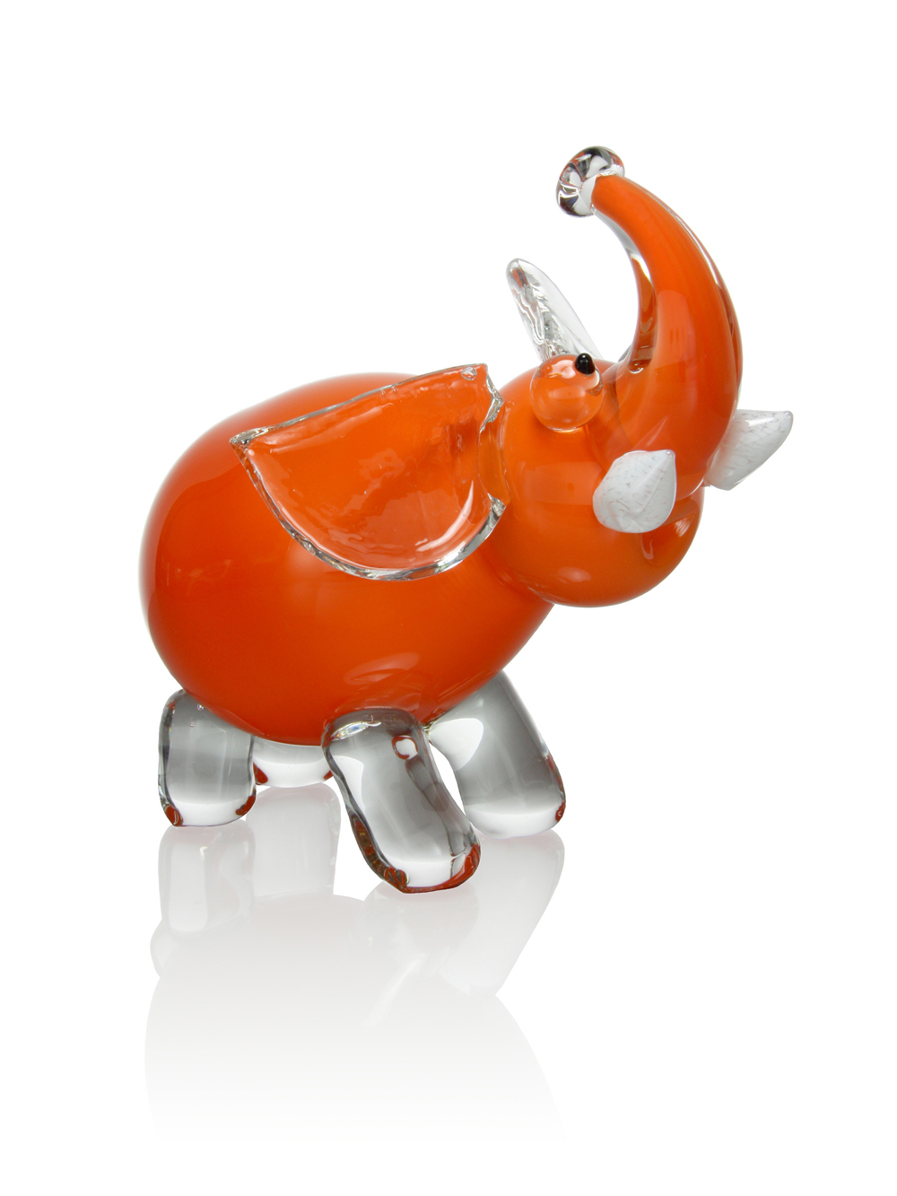 Signed, glass elephant sculpture