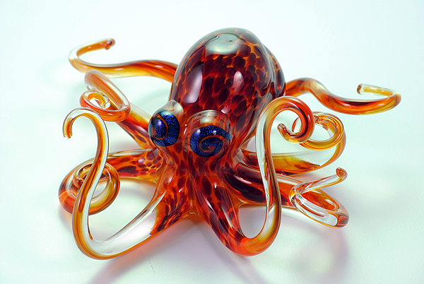 Handblown glass octopus sculpture