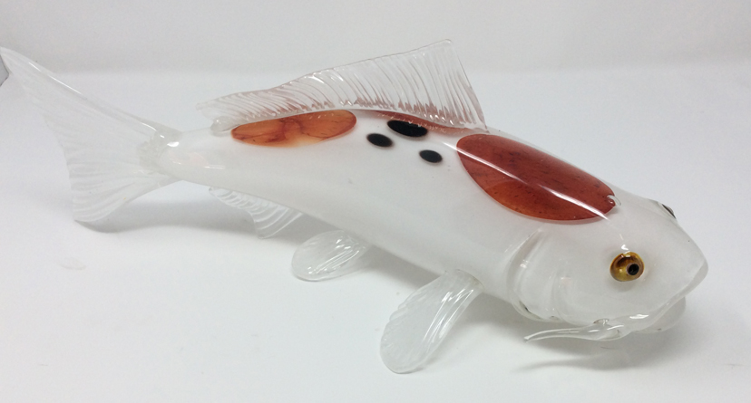 Handblown glass koi fish sculpture