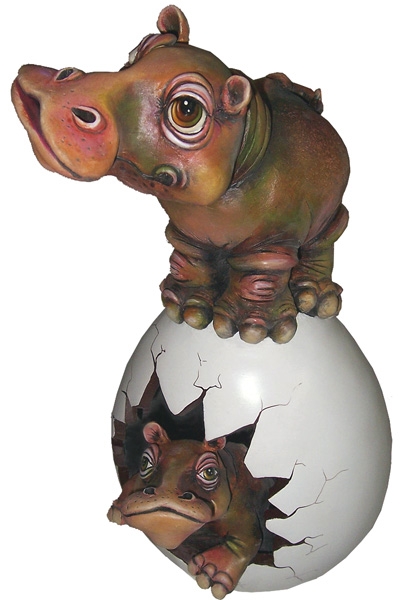 Signed, limited edition ceramic hippo sculpture