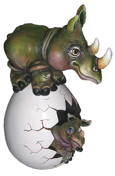 Signed, limited edition ceramic rhino sculpture
