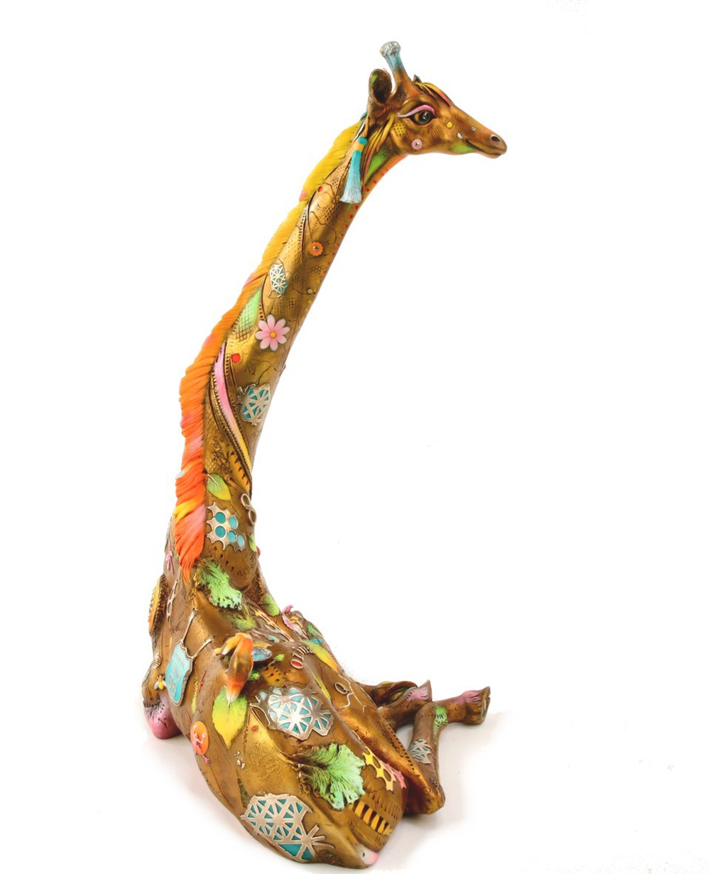 Signed, limited edition bronze giraffe sculpture