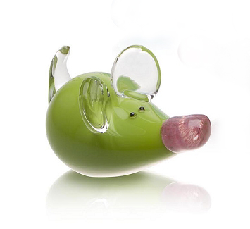 Signed, handblown glass mouse sculpture