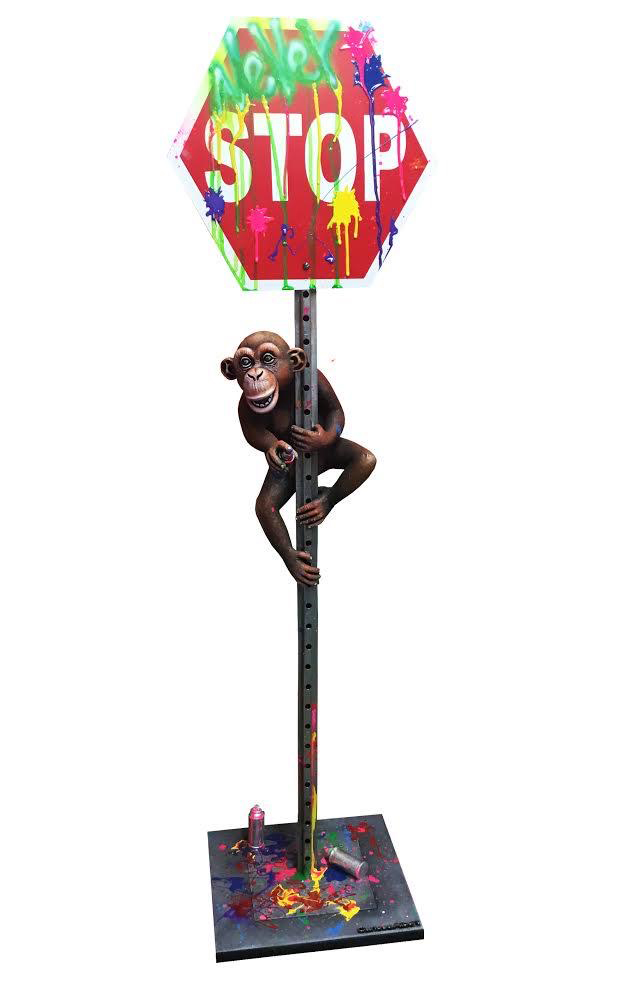 Signed, limited edition chimp sculpture