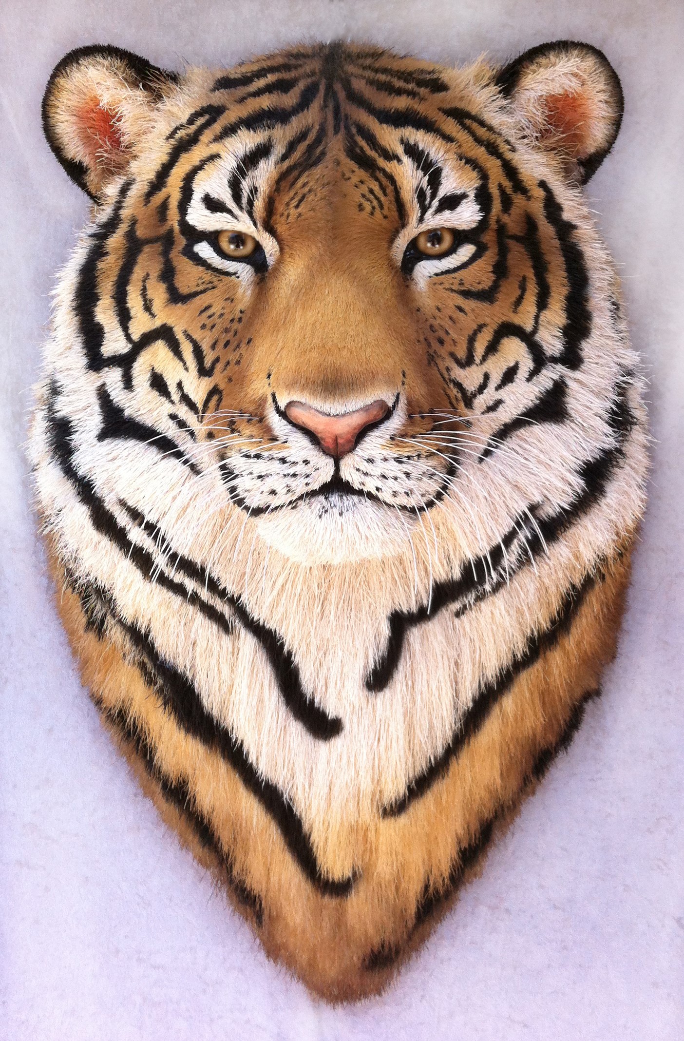 Sisal Fiber Tiger Wall Sculpture - Natural Coloration