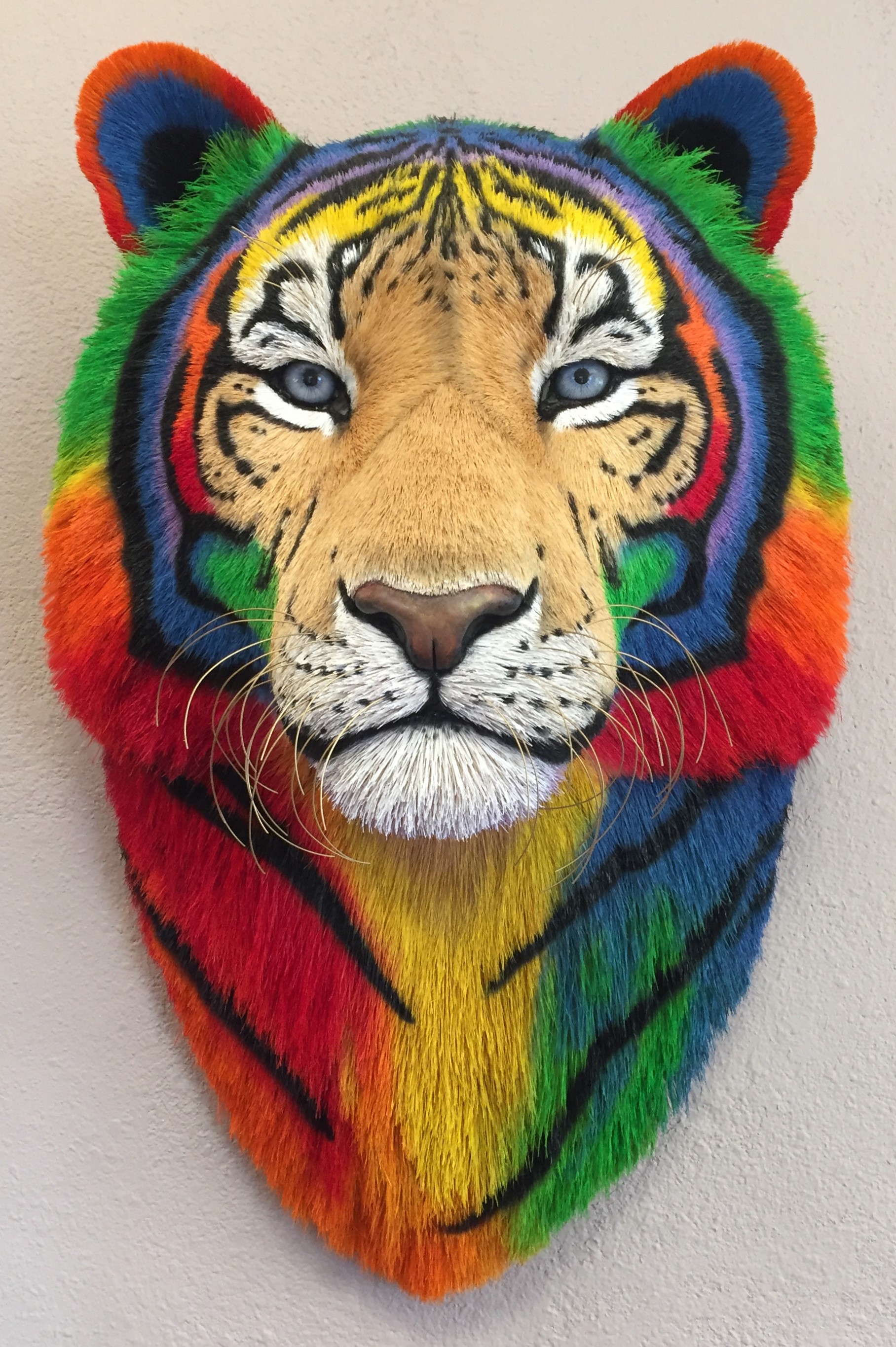 Sisal Fiber Tiger Wall Sculpture